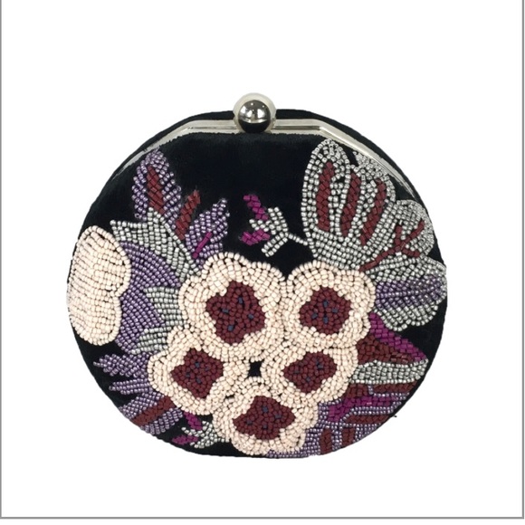 From St Xavier Handbags - From St Xavier Cole Round Clutch-Navy Velvet
